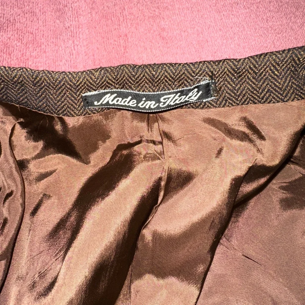 VINTAGE Giorgio Armani Collezioni Brown Herringbone Wool‎ Silk Blazer 44L Italy
